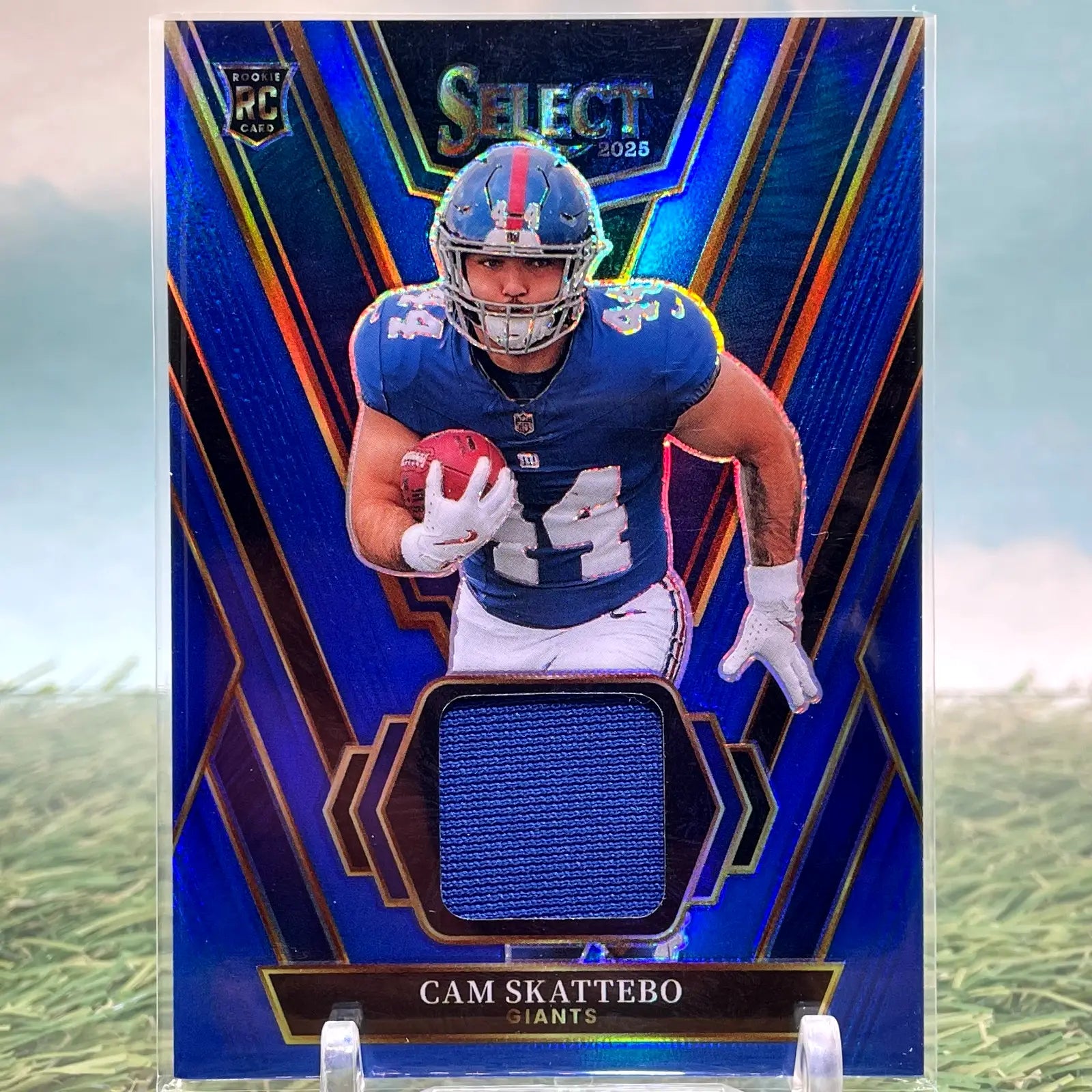 2025 Select Blue Prizm Rookie Swatches Cam Skattebo Relic Giants CG43