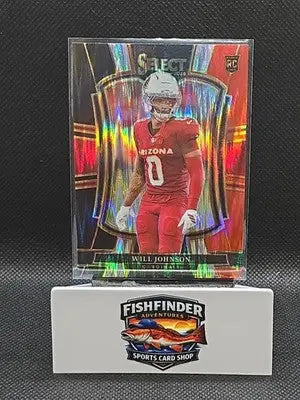 2025 Select Will Johnson Premier Level Prizm Black and Red Shock (RC) #122 - Football Card Single