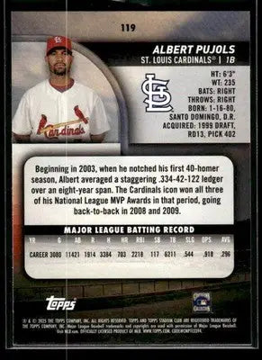 2025 Stadium Club Albert Pujols #119 St. Louis Cardinals - Baseball Card Single