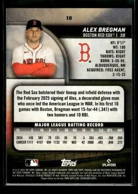 2025 Stadium Club Alex Bregman #10 Boston Red Sox - Baseball Card Single