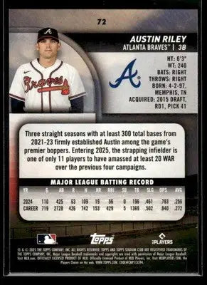 2025 Stadium Club Austin Riley #72 Atlanta Braves - Baseball Card Single
