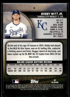 2025 Stadium Club Bobby Witt Jr. #6 Kansas City Royals - Baseball Card Single