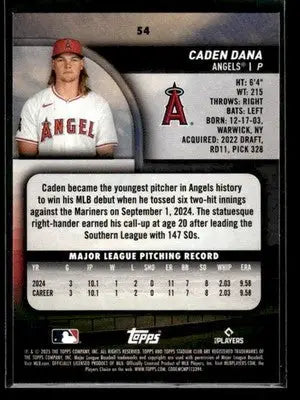 2025 Stadium Club Caden Dana #54 RC Los Angeles Angels - Baseball Card Single