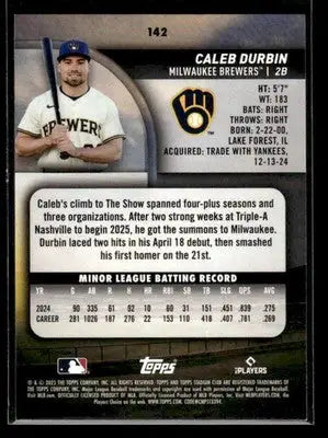 2025 Stadium Club Caleb Durbin #142 RC Milwaukee Brewers - Baseball Card Single