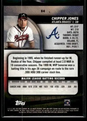 2025 Stadium Club Chipper Jones #84 Atlanta Braves - Baseball Card Single