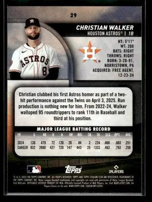 2025 Stadium Club Christian Walker #29 Houston Astros - Baseball Card Single