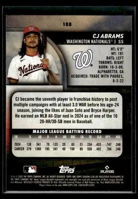2025 Stadium Club CJ Abrams #188 Washington Nationals - Baseball Card Single