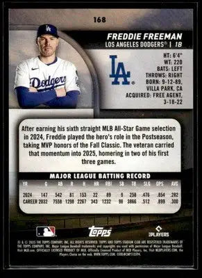 2025 Stadium Club Freddie Freeman #168 Los Angeles Dodgers - Baseball Card Single