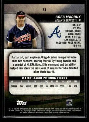 2025 Stadium Club Greg Maddux #71 Atlanta Braves