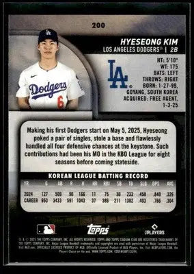 2025 Stadium Club Hyeseong Kim #200 Red Foil RC Los Angeles Dodgers - Baseball Card Single