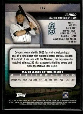 2025 Stadium Club Ichiro #182 Seattle Mariners - Baseball Card Single