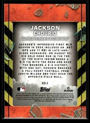 2025 Stadium Club Jackson Chourio #ICE-3 In Case of Emergency Milwaukee Brewers - Baseball Card Single