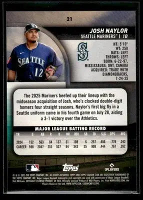 2025 Stadium Club Josh Naylor #21 Seattle Mariners - Baseball Card Single