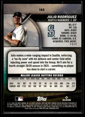 2025 Stadium Club Julio Rodríguez #185 Seattle Mariners - Baseball Card Single