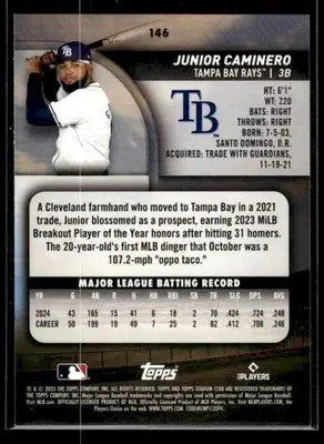 2025 Stadium Club Junior Caminero #146 Tampa Bay Rays - Baseball Card Single