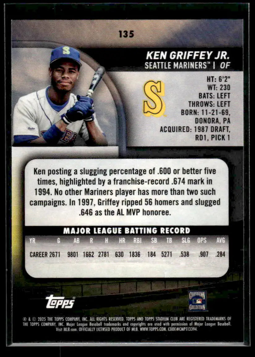 2025 Stadium Club Ken Griffey Jr. #135 Seattle Mariners - Baseball Card Single