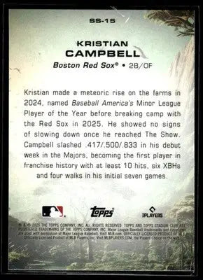 2025 Stadium Club Kristian Campbell #SS-15 Savage Sluggers Boston Red Sox - Baseball Card Single