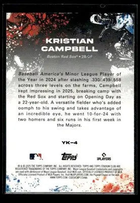 2025 Stadium Club Kristian Campbell #YK-4 Yours for the Taking Boston Red Sox - Baseball Card Single