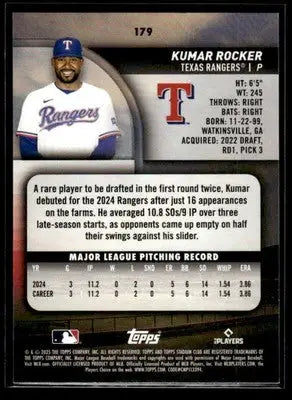 2025 Stadium Club Kumar Rocker #179 RC Texas Rangers - Baseball Card Single