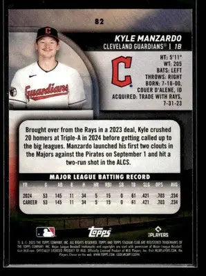2025 Stadium Club Kyle Manzardo #82 Cleveland Guardians - Baseball Card Single