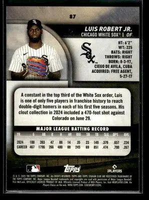 2025 Stadium Club Luis Robert Jr. #87 Chicago White Sox - Baseball Card Single