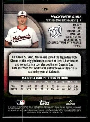 2025 Stadium Club Mackenzie Gore #178 Washington Nationals - Baseball Card Single