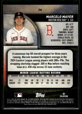 2025 Stadium Club Marcelo Mayer #74 RC Boston Red Sox - Baseball Card Single