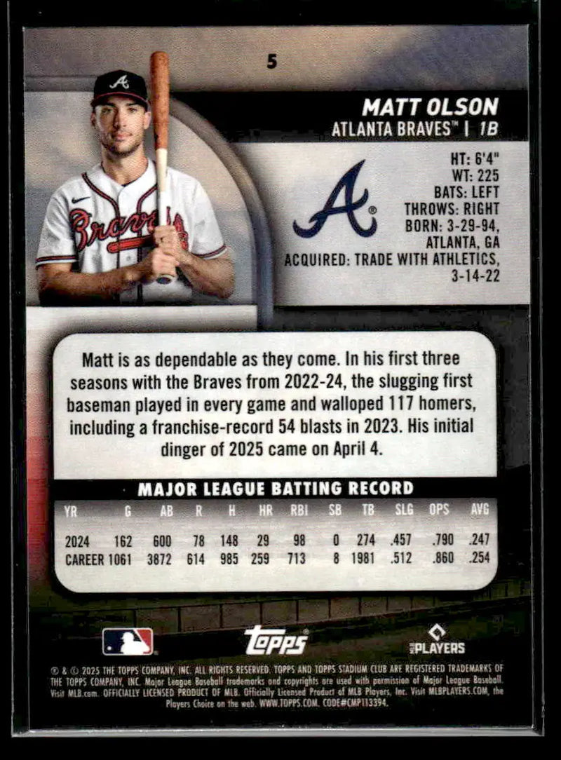 2025 Stadium Club Matt Olson #5 Atlanta Braves - Baseball Card Single
