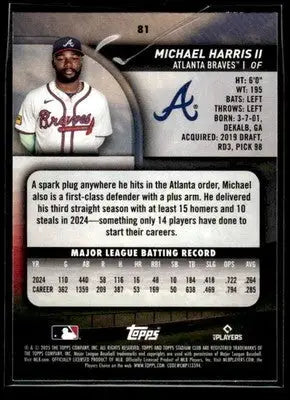 2025 Stadium Club Michael Harris II #81 Atlanta Braves - Baseball Card Single