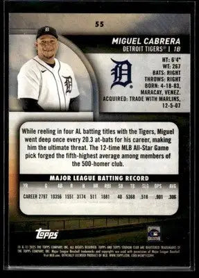 2025 Stadium Club Miguel Cabrera #55 Detroit Tigers - Baseball Card Single