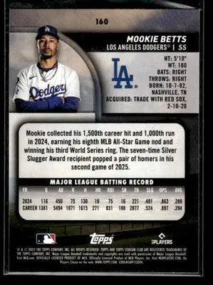2025 Stadium Club Mookie Betts #160 Los Angeles Dodgers - Baseball Card Single