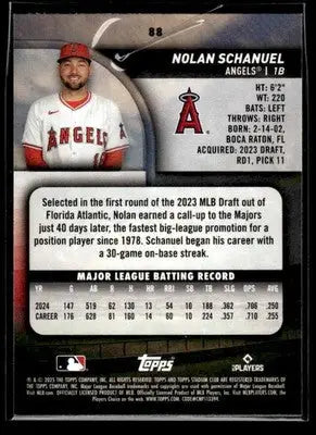2025 Stadium Club Nolan Schanuel #88 Los Angeles Angels - Baseball Card Single