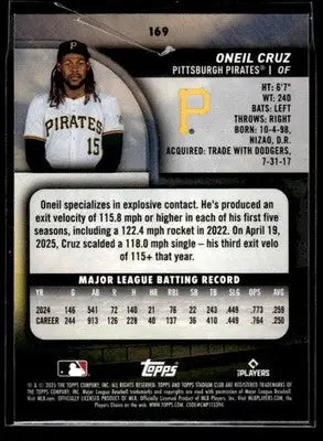 2025 Stadium Club Oneil Cruz #169 Pittsburgh Pirates - Baseball Card Single