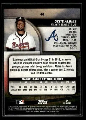 2025 Stadium Club Ozzie Albies #40 Atlanta Braves