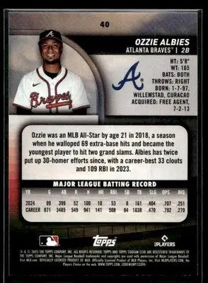 2025 Stadium Club Ozzie Albies #40 Red Foil Atlanta Braves - Baseball Card Single