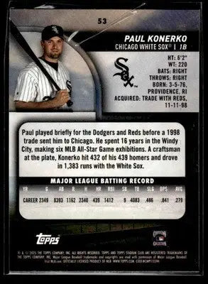 2025 Stadium Club Paul Konerko #53 Chicago White Sox - Baseball Card Single