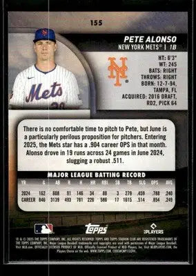 2025 Stadium Club Pete Alonso #155 New York Mets - Baseball Card Single