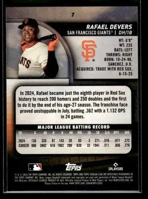 2025 Stadium Club Rafael Devers #7 Red Foil San Francisco Giants - Baseball Card Single