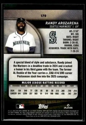 2025 Stadium Club Randy Arozarena #170 Seattle Mariners - Baseball Card Single