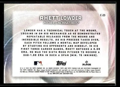 2025 Stadium Club Rhett Lowder #C-23 Concentration Cincinnati Reds - Baseball Card Single