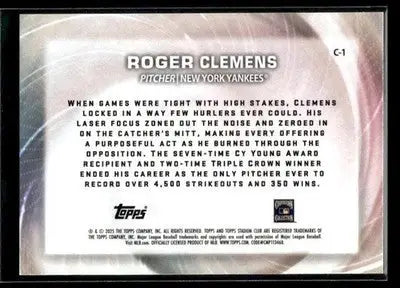 2025 Stadium Club Roger Clemens #C-1 Concentration New York Yankees - Baseball Card Single