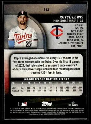 2025 Stadium Club Royce Lewis #113 Red Foil Minnesota Twins - Baseball Card Single
