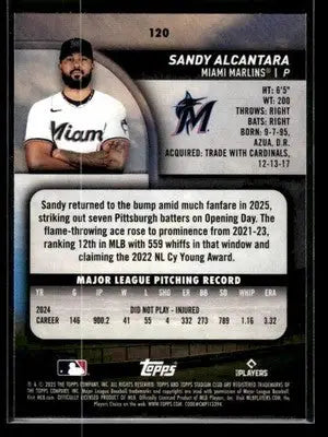 2025 Stadium Club Sandy Alcantara #120 Miami Marlins - Baseball Card Single