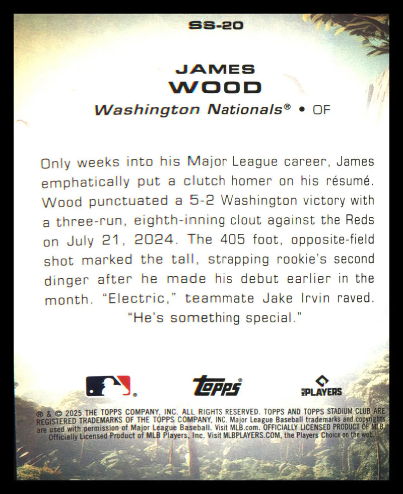 2025 Stadium Club Savage Sluggers #SS-20 James Wood - Baseball Card Single