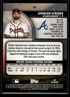 2025 Stadium Club Spencer Strider #90 Atlanta Braves - Baseball Card Single