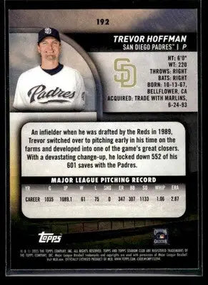2025 Stadium Club Trevor Hoffman #192 San Diego Padres - Baseball Card Single