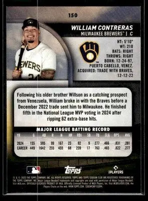 2025 Stadium Club William Contreras #150 Milwaukee Brewers - Baseball Card Single