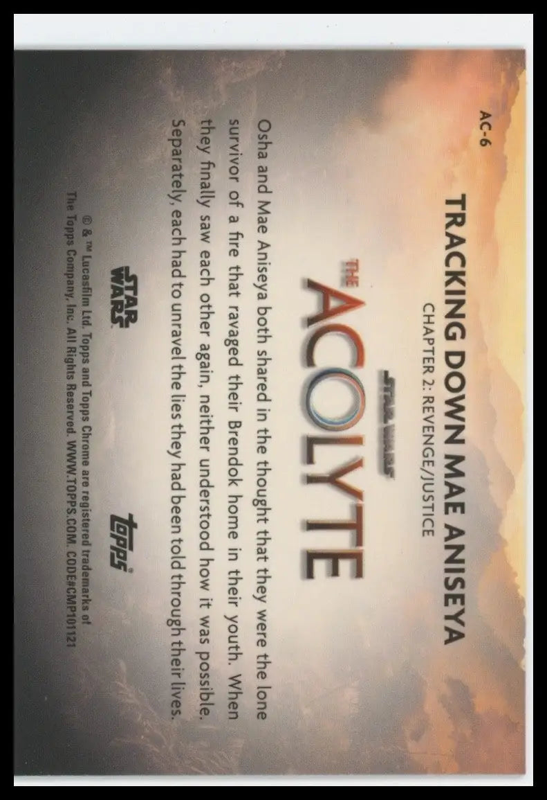 2025 Star Wars Topps Chrome Acolyte Tracking Down Mae #AC-6 Insert