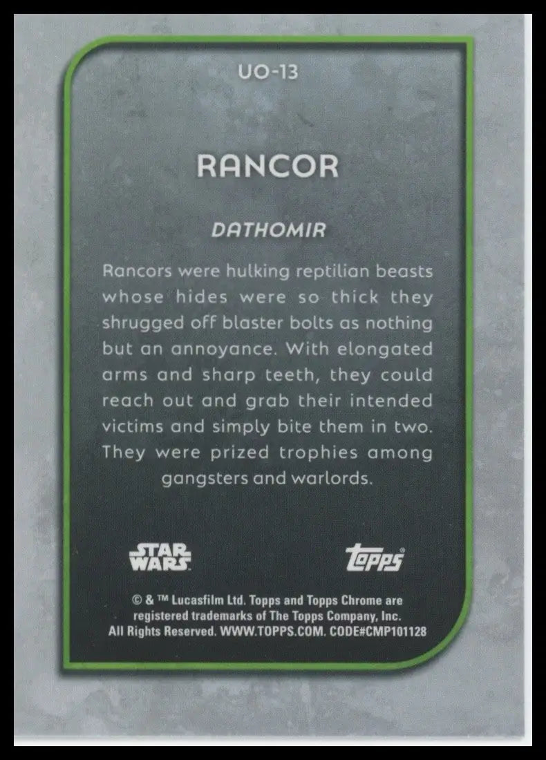2025 Star Wars Topps Chrome Outer World Oddities Rancor #UO-13 Insert