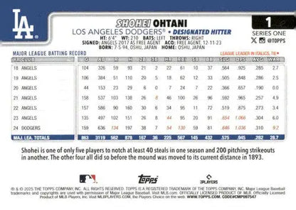 2025 Topps #1 Shohei Ohtani NM-MT Dodgers ID:77124 - Trading Cards